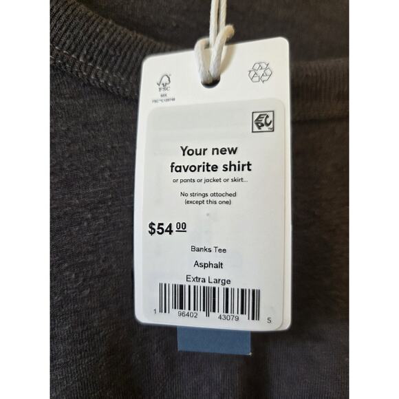 Marine Layer Banks Striped Shoulder Short Sleeve Tee Mens XL Asphalt Gray NWT - Picture 2 of 7